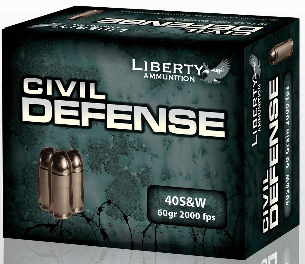Ammunition Liberty Ammunition Ready Series 40SW Civil Defense .40 S&W 60GR Copper Mono Frag HP Lead Free 20RD